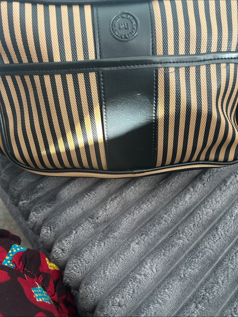 Women's Striped Tote Bag in Black & Tan